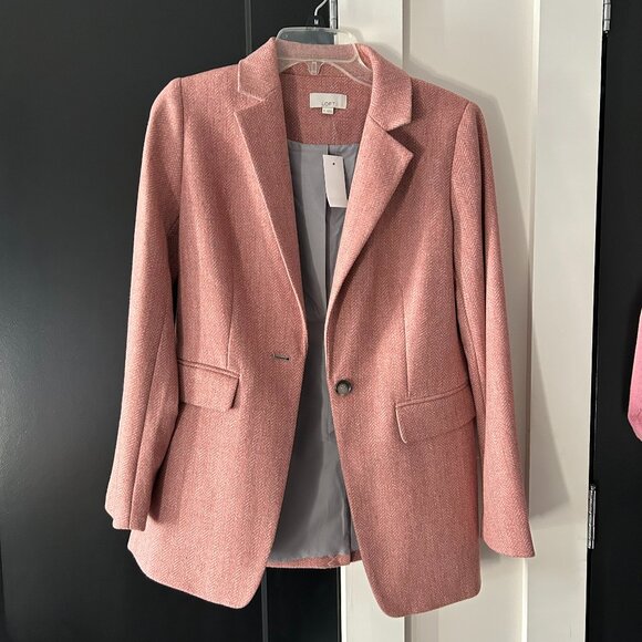 Loft Pink Herringbone Blazer (size 0) - Picture 1 of 6